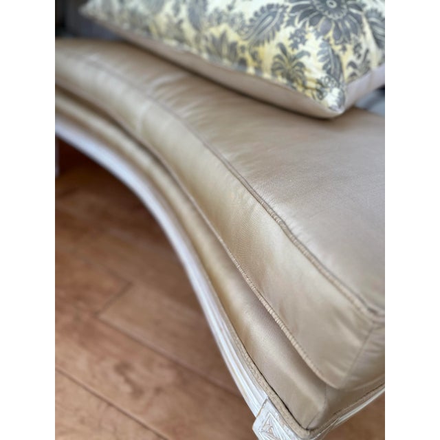 Wood French Champagne Gold Chair and Ottoman For Sale - Image 7 of 11