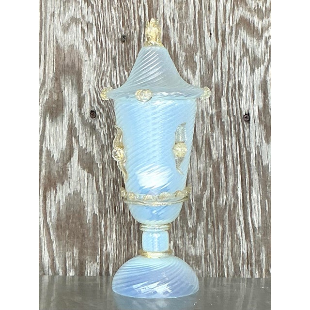 Glass Vintage Italian Swirl Glass Lidded Lamp After Murano For Sale - Image 7 of 10
