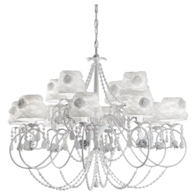 Glass Victory Rose Chandelier in Chrome and Italian Cut Glass by Aggiolight For Sale - Image 7 of 7