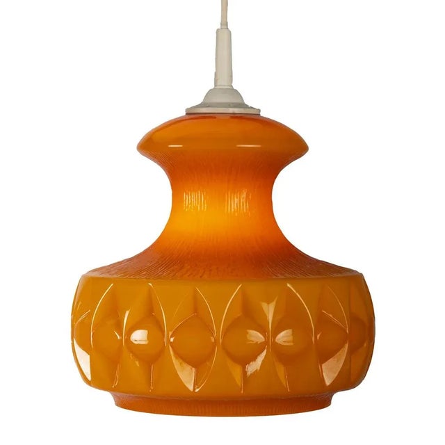 Glass Orange Pendant Lamp from Peill & Putzler For Sale - Image 7 of 7