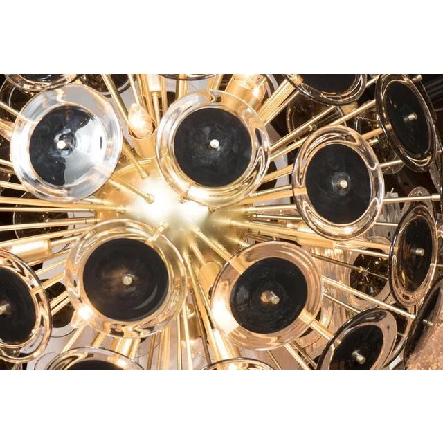 Metal Outstanding Modernist Vistosi Disc Sputnik Chandelier with Black and Clear Discs For Sale - Image 7 of 8