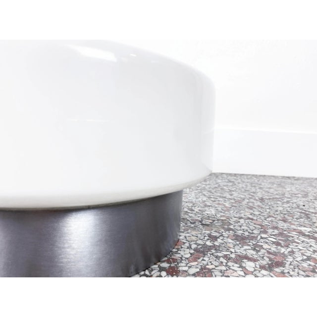 Lightolier Lightolier Stainless Steel and Glass Flush Mount Ceiling Pendant For Sale - Image 4 of 12