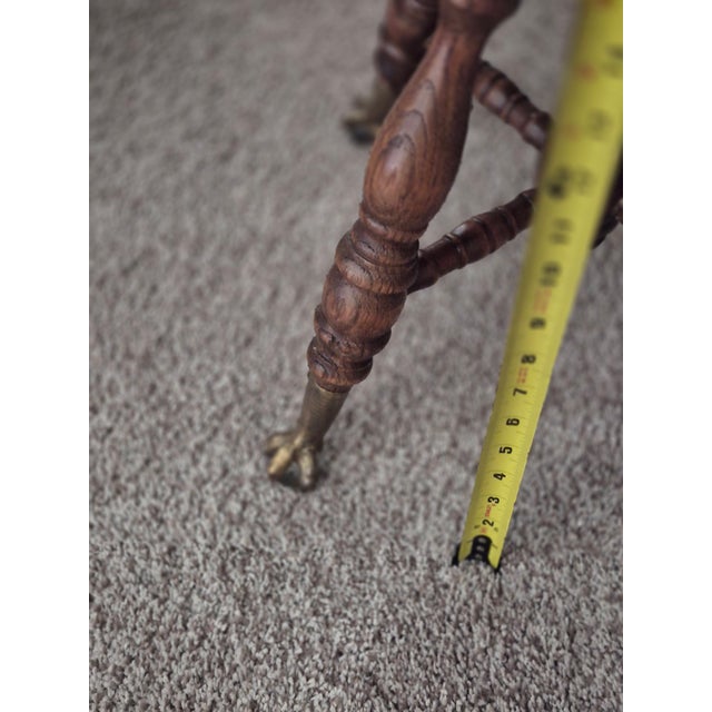 Antique Oak Piano Stool With Adjustable Height, Windsor-Style Spindles, and Claw Feet. For Sale - Image 4 of 7