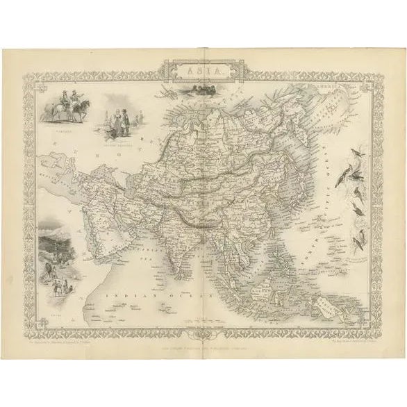 Map of Asia with Cultural and Natural Vignettes, 1851 For Sale - Image 6 of 6