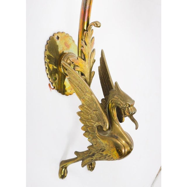 Glass Antique Neo-Classical Ormolu & Glass Griffin Wall Lights, 1890s, Set of 6 For Sale - Image 7 of 9