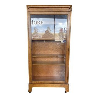 Vintage Art Deco Wood and Glass Bookcase For Sale