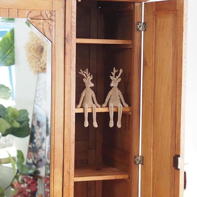 Wood Art Deco Wardrobe in Oak with Mirrored Door, 1930 For Sale - Image 7 of 13