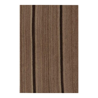 Vintage Palas Bidjar Square Kilim in Brown With Contrasting Stripes - Rug & Kilim For Sale
