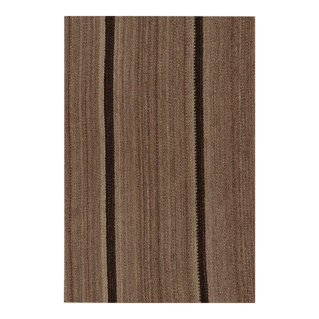 Vintage Palas Bidjar Square Kilim in Brown With Contrasting Stripes - Rug & Kilim For Sale