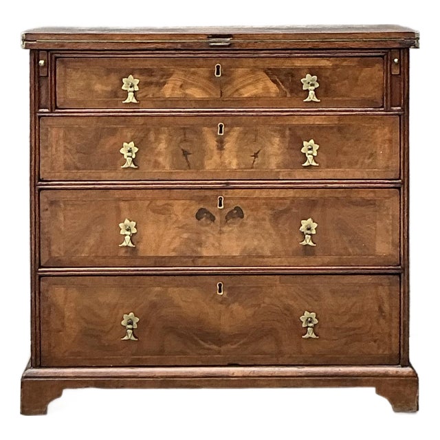 Vintage George 1 Walnut Flip Top Bachelors Chest For Sale