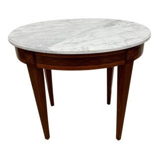 Diminutive Louis XVI Occasional Table With White Marble Top For Sale
