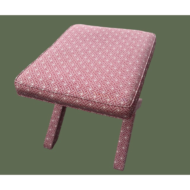 Mid Century X-Based Ottoman Stool For Sale In Greenville, SC - Image 6 of 7
