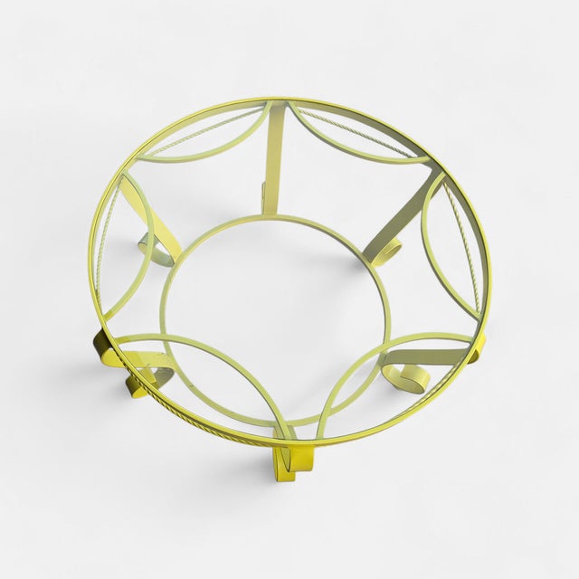 Mid-Century Modern Vintage O.W. Lee “Alphonse” Yellow Wrought Iron Patio Set – Hollywood Regency Palm Springs 6-Piece Collection For Sale - Image 3 of 10