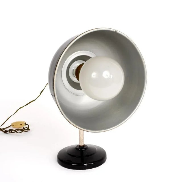 Italian Industrial Black Enameled Metal Adjustable Desk Lamp, 1940s For Sale - Image 13 of 18