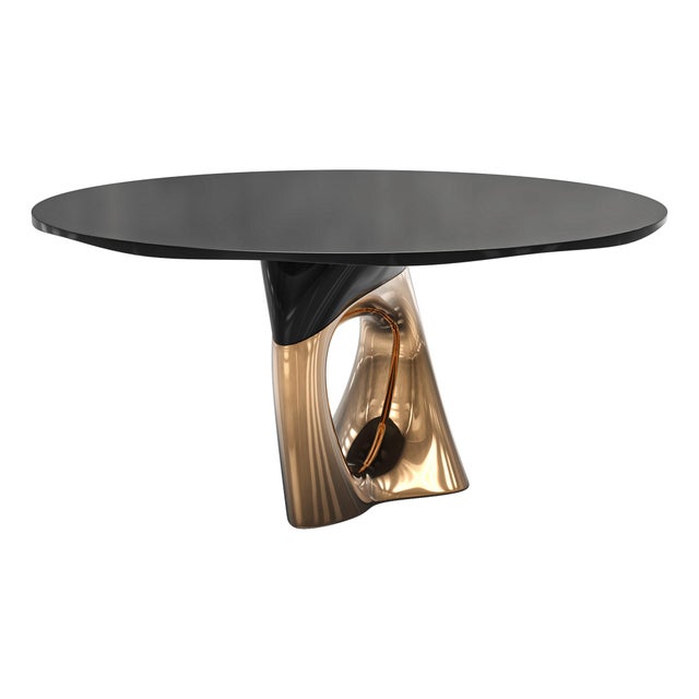 "Modena" Round Table With Bronze and Stainless Steel, Handmade For Sale - Image 10 of 12