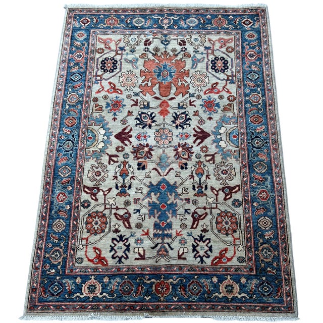 Light Gray Modern Bidjar Style Handmade Designed Wool Rug For Sale - Image 6 of 11