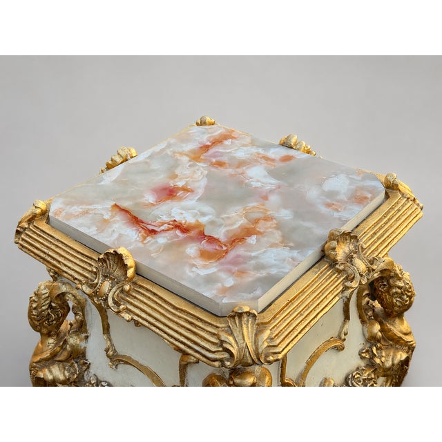 Late 20c Italian Baroque Cream Gold Pedestals - Pair For Sale - Image 6 of 18