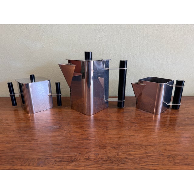 1980s Italian Four Piece Tea Set by Massimo Podesta for Montagnani For Sale - Image 4 of 14