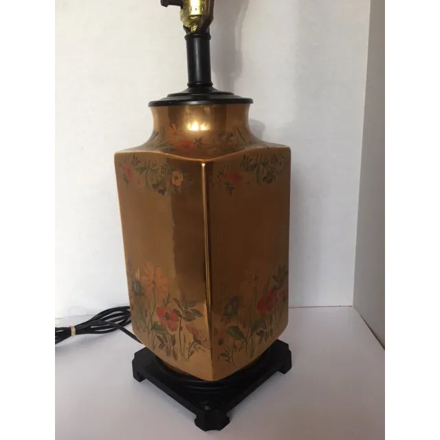 Vintage Gold Floral Table Lamp For Sale - Image 4 of 11