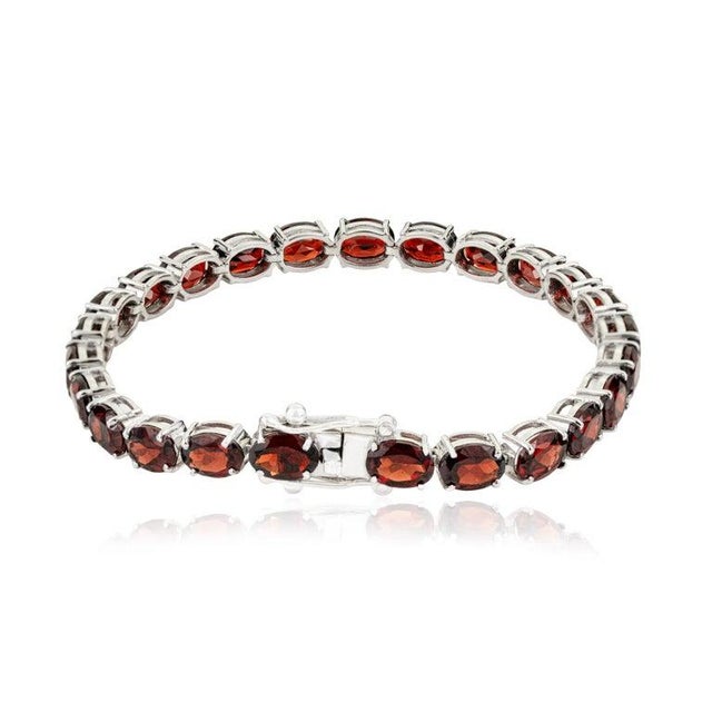 25.15 Ct Oval Cut Garnet Bracelet in 925 Silver Gift for Mom For Sale - Image 6 of 13