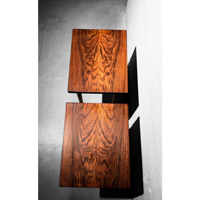 Wood Rosewood Nightstands, Denmark, 1970s, Set of 2 For Sale - Image 7 of 8
