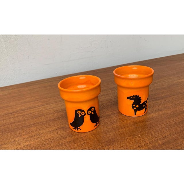 Mid-Century German Ceramic Vases with Owl and Horse Design from Wächtersbach, 1960s, Set of 2 For Sale - Image 4 of 18