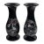 Mid 20th Century Chinese Pair of Onyx Black Marble Vase Crane Bird Pattern For Sale - Image 5 of 9