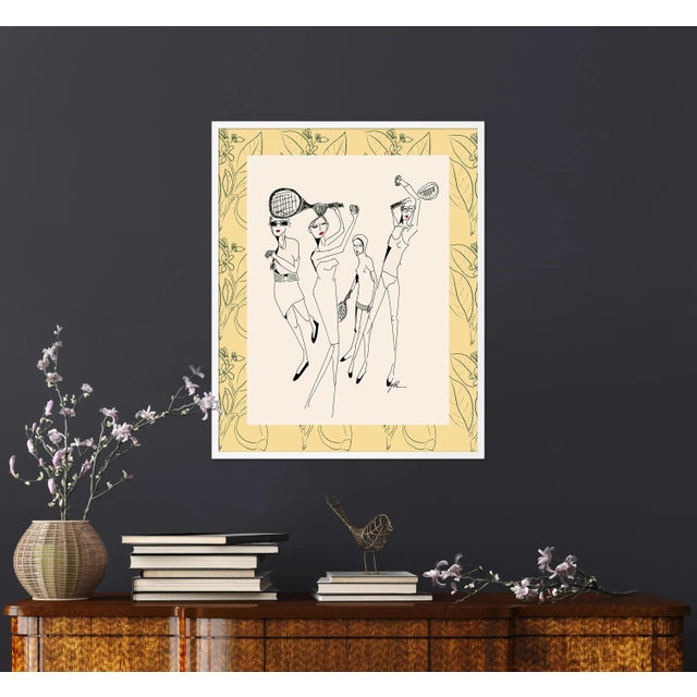 Contemporary Lemon Tennis by Carly Kuhn in White Frame, Medium Art Print For Sale - Image 3 of 4