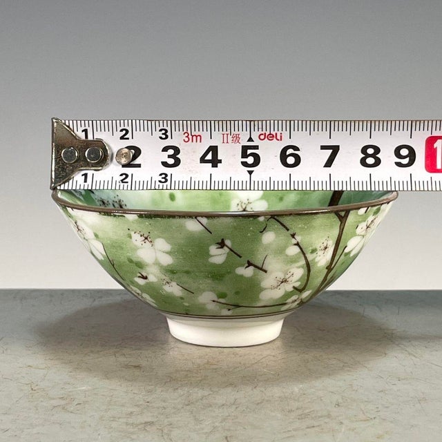 Chinese Chinese Green Ground Porcelain Bowl With Prunus Blossom Motif For Sale - Image 3 of 9