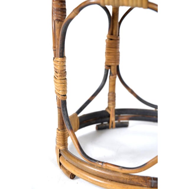 Mid-Century Tortoishell Bamboo Wicker Side Table, 1960s For Sale - Image 9 of 13