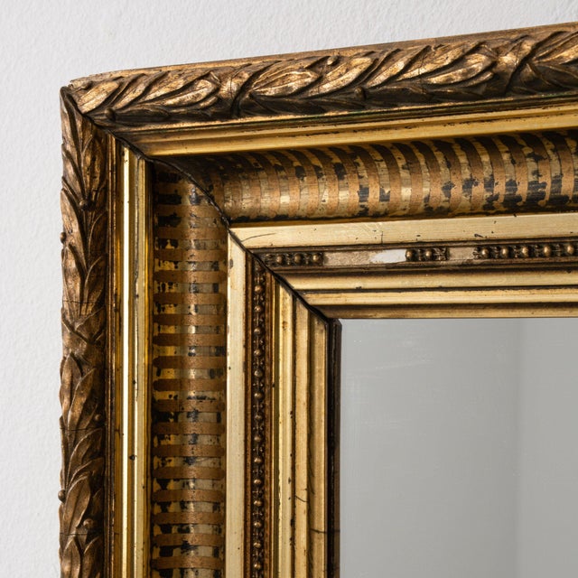 French 19th Century France Louis XVI Gold Wood Mirror For Sale - Image 3 of 8