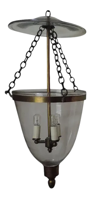 19th Century English Bell Jar Glass Hall Smoke Shade Electrified Lantern
