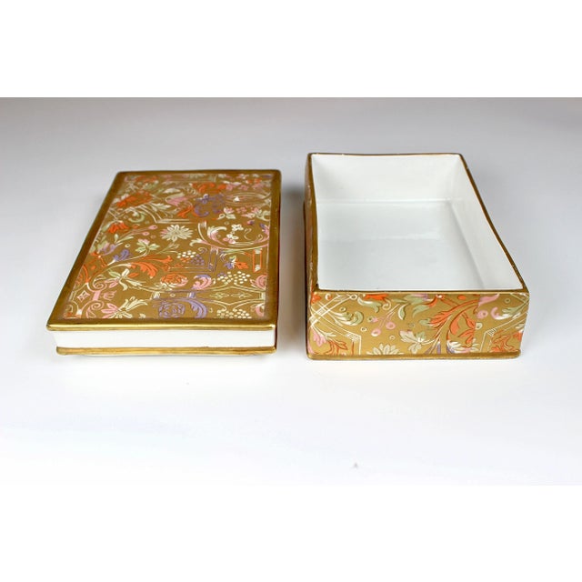 1960's Gilded Italian Floral Porcelain Trinket Box For Sale In Raleigh - Image 6 of 11