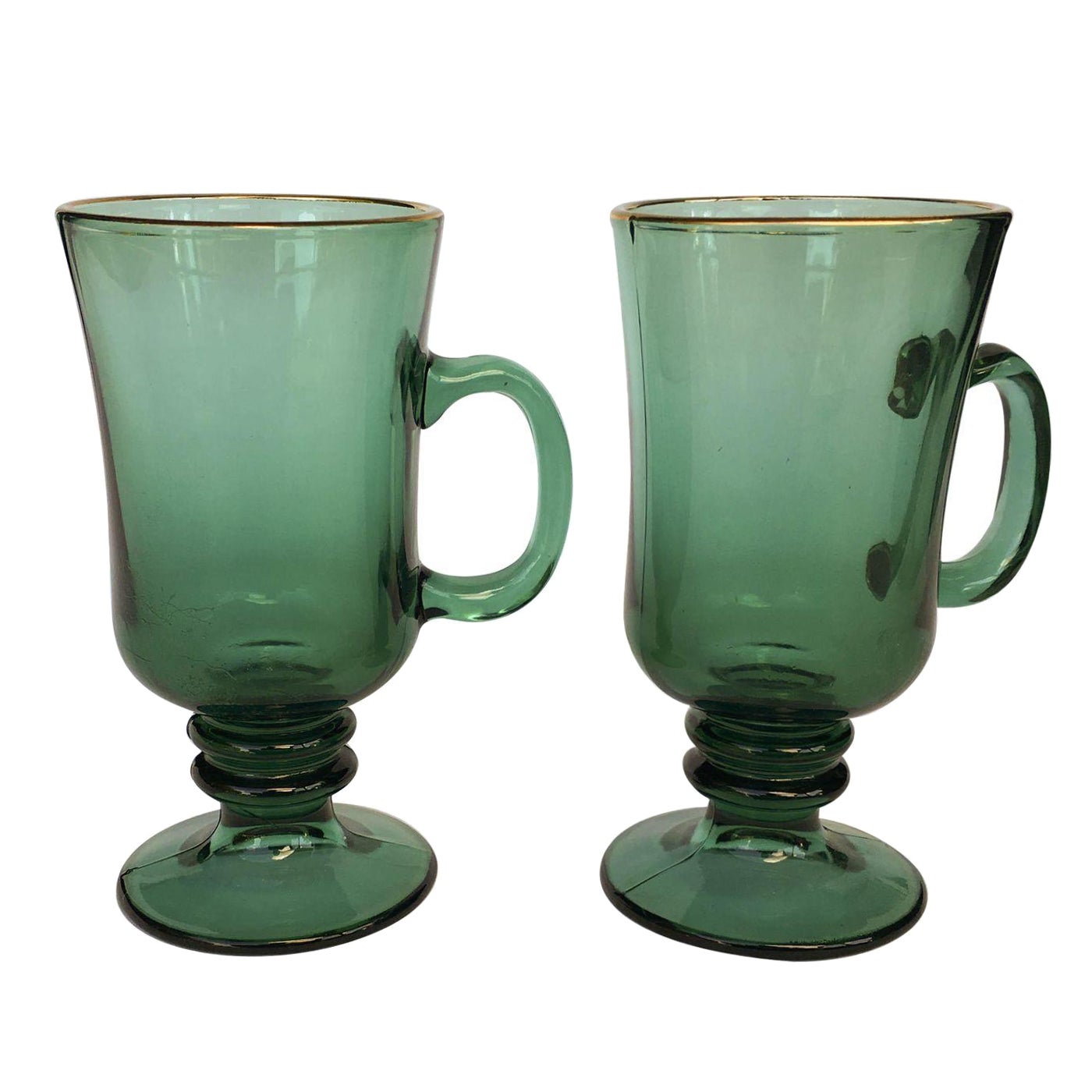 Vintage Green Glass Mugs A Pair Chairish