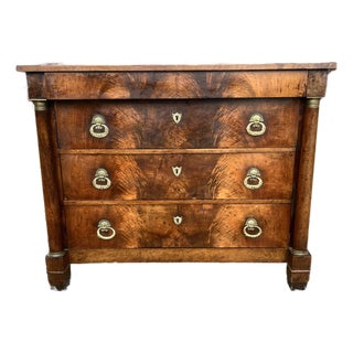 French 19th Century Empire Flame Mahogany Chest of Drawers For Sale