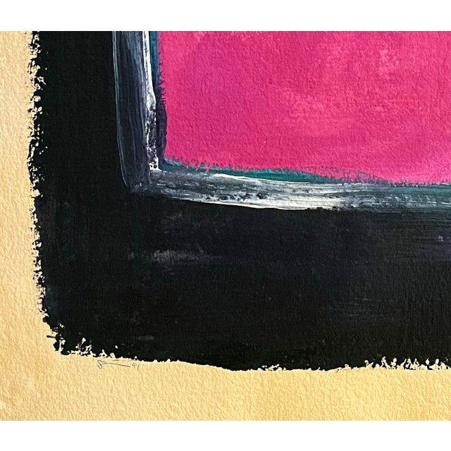 1991 Abstract, Expressionist Oil Painting on Handcrafted Paper For Sale - Image 4 of 4