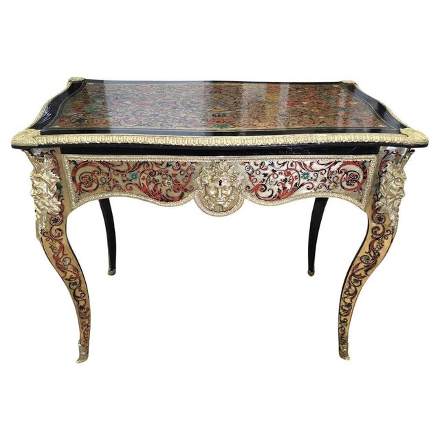 French Boulle Style with Marquetry and Gilt Side Table, 1800 For Sale - Image 13 of 13
