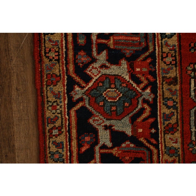 Vintage Heriz Hand Tied Persian Rug 90'" X 123" For Sale - Image 10 of 18