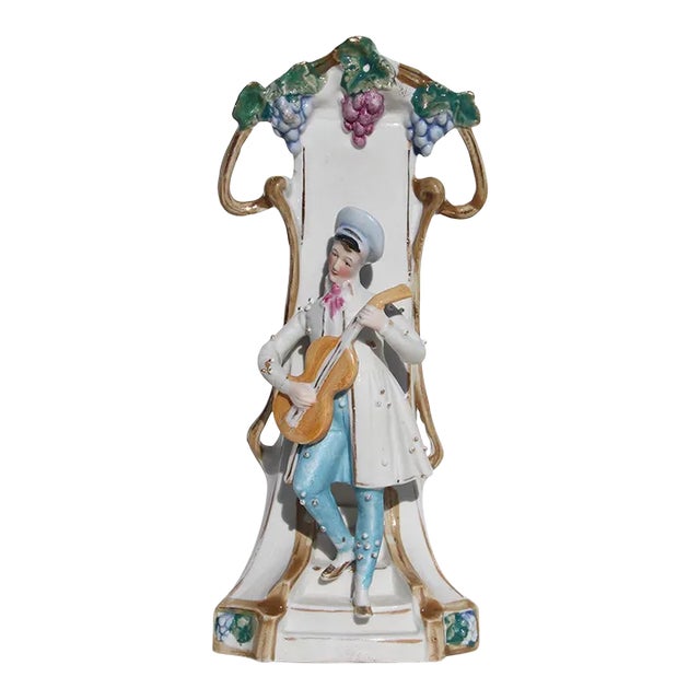 1900s Art Nouveau Musician Bisque Porcelain Vase, Germany For Sale