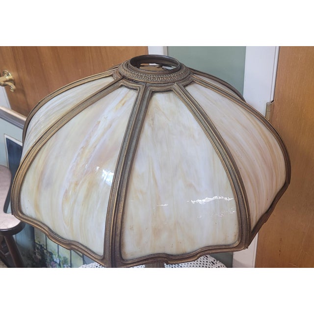 American Antique Slag Glass Table Lamp For Sale - Image 3 of 11