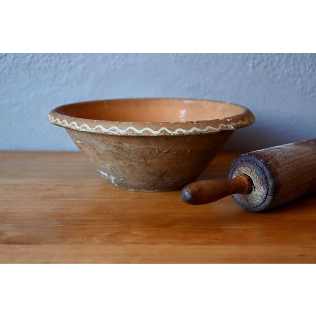 Ceramic Antique Terracotta Bread Bowl, Alsace, 1920s For Sale - Image 7 of 7