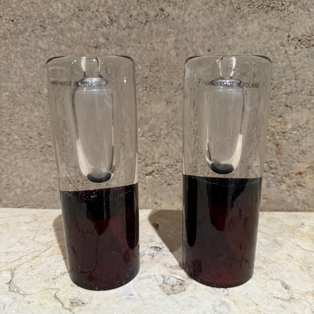 1980s Modern Pair Art Glass Vases Controlled Bubble Poland For Sale - Image 10 of 10