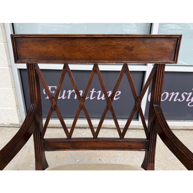 Wood Jonathan Charles Regency Style Lattice Back Arm Chair For Sale - Image 7 of 11