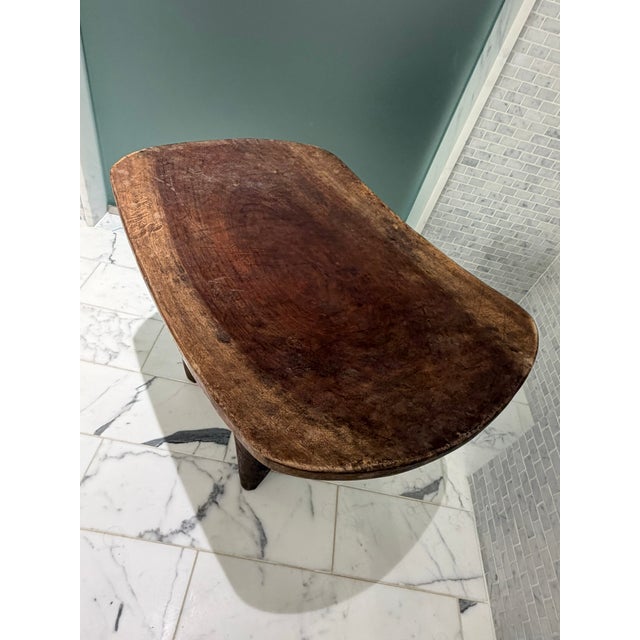 Contemporary Rustic Hand‑Carved Wooden Stool – Organic Primitive Accent From Material Possessions Chicago For Sale - Image 3 of 9