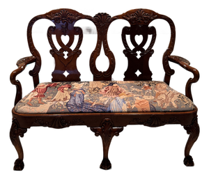 Carved Settee With Needlepoint Seat