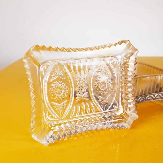 Metal Antique Ashtray in Glass and Decorated Metal For Sale - Image 7 of 11