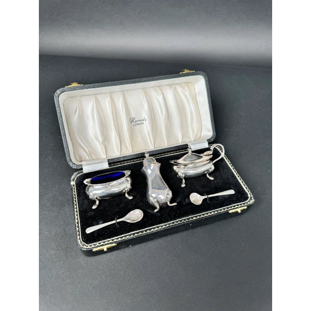 Traditional Mid 20th Century Lot of 2 Sets of Harrods Sterling Silver Salt & Pepper Cellars For Sale - Image 3 of 5