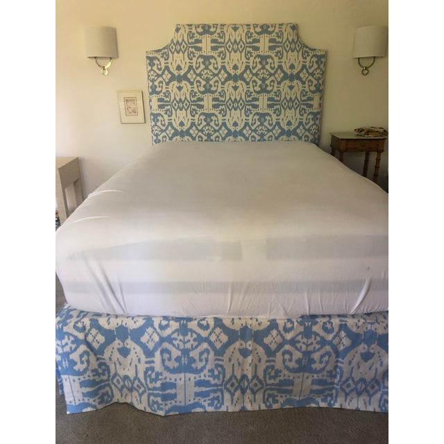 Transitional Quadrille Textiles XL Full Size Upholstered Bed For Sale - Image 3 of 8