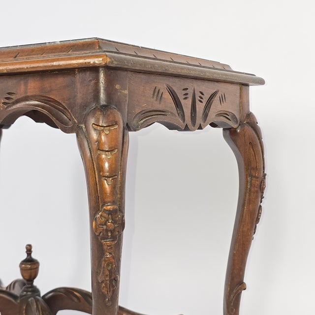 Late 19th Century Antique French Louis XV Style Side Table With Black Marble Top For Sale - Image 5 of 8