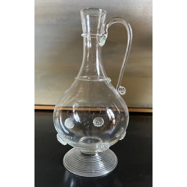 English Handblown & Signed Glass Pitcher / Caraffe For Sale - Image 3 of 9